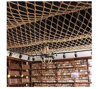 LINGOSHUN Child Safety Net Heavy Duty Pond Natural Thick Hemp Rope Nets Plant Climbing Net Heavy Duty Ceiling Decoration,15cm Mesh / 12mm Rope Diameter / 2x8m