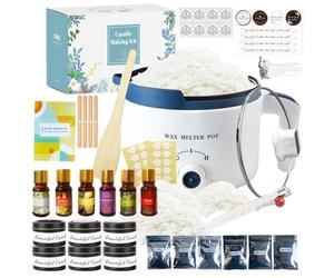 LINGQIAN Soy Candle Making Kit with Electric Wax Melter, 6pcs 100ml Jars, 4 Scents, 4 Dyes, 20 Wicks, Adults