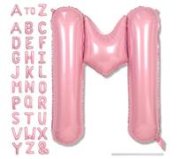 Lingqiang 40 Inch Pastel Pink Letter M Balloon, Self Inflating, Foil Material, Letter M Shape, Perfect for Girls, Women, Unisex Adult, Birthday Party Decorations