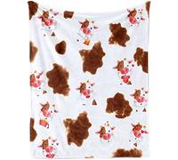 Lingqiang Cow Print Baby Blanket , Cute Brown Cartoon Cow Print Soft Plush Flannel Blanket for Crib Nursery, Cozy Warm Cow Print Fluffy Throw Blanket Gift for Newborn and Toddler, 100 x 130 cm