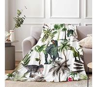 Lingqiang Dinosaur Throw Blanket Boys, Cozy Dinosaur Fluffy Flannel Blanket Dino Gift Kids, 100 x 130 cm Soft Warm Dinosaur Plush Fleece Blanket Toddler Sofa Bed Couch Decor, Dinosaur - Green