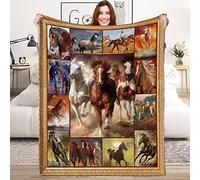 Lingqiang Horse Blanket Gifts for Girls Boys, Brown Horse Plush Flannel Throw Blanket for Kids Horse Lover, Horserace Cozy Fluffy Blanket for Teens Men Women Couch Bed Sofa Bedroom, 130 x 150 cm