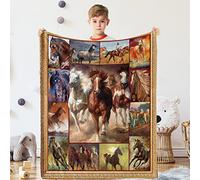 Lingqiang Horse Throw Blanket Gifts for , Watercolor Horse Soft Cozy Plush Flannel Blanket for Horse Lover, 100 x 130 cm Brown Horse Race Fleece Fluffy Blanket for Toddler Couch Bed Sofa