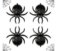 Lingqiang Spider Foil Balloons, 4Pcs Black Halloween Large 3D Mylar Balloons for Horror Party Decorations, Giant Set Night Supplies (QQ-51719)