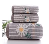 Lingquare 3-Piece Cotton Jacquard Daisy Bath Towel Set - Adult Bath & Beach Towels