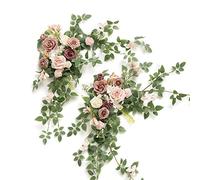 Ling's Moment 2PCS Dusty Rose Arch Flowers Artificial Floral Swags Wedding Centerpieces Faux Flower Garland Greenery Arrangements for Engagement Party Sweetheart Table Decor Welcome Signs Wall