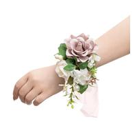 Ling's Moment 2pcs Homecoming Wedding Wrist/Shoulder Corsage Artificial Flower, Girl/Mother Prom Corsage Wristlet Décor, etc. Dusty Rose Cream