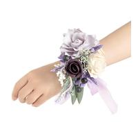 Ling's moment 2pcs Homecoming Wedding Wrist/Shoulder Corsage Artificial Flower, Girl/Mother Prom Corsage Wristlet Décor, etc. Purple Lavender Lilac