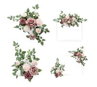Ling's moment 2pcs Wedding Artificial Floral Swag Welcome Sign Flowers Backdrop Garland Dusty Rose Pink Cream for Ceremony Reception Door Wall Home Decorations Entryway Outdoor Board Table Decor