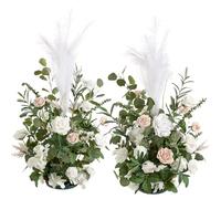 Ling's moment 41" Tall Free Standing Artificial Flowers Arrangements 2 pcs, Wedding Arch Altar Stage Decorations White Sage for Spring Ceremony