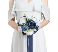 Ling's moment 7 Inch Artificial Flowers Wedding Bouquets for Bridesmaid - Tossing Bouquet - Bridal Bouquet for Wedding Ceremony Anniversary, Bridal Shower and French Rustic Wedding