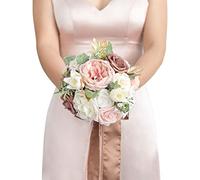 Ling's moment 7 Inch Artificial Flowers Wedding Bouquets for Bridesmaid - Tossing Bouquet - Bridal Bouquet for Wedding Ceremony Anniversary, Bridal Shower and French Rustic Wedding