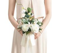 Ling's moment 7 Inch Artificial Flowers Wedding Bouquets for Bridesmaid - Tossing Bouquet - Bridal Bouquet for Wedding Ceremony Anniversary, Bridal Shower and French Rustic Wedding