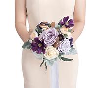Ling's moment 7 Inch Artificial Flowers Wedding Bouquets for Bridesmaid - Tossing Bouquet - Bridal Bouquet for Wedding Ceremony Anniversary, Bridal Shower and French Rustic Wedding