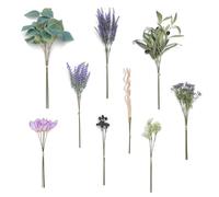 Ling's Moment Artificial Greenery Stems Box Set, 37pcs with 9 Kinds of Faux Greenery Picks for DIY Bridal Bouquets Wedding Floral Arrangement Table Centerpieces, Lavender & Plum