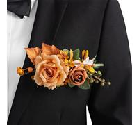 Ling's moment Single Pocket Boutonniere for Man Groom, Artificial Flowers for Wedding Decor/Prom/Homecoming/Graduation, etc.Terracotta Orange