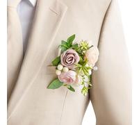 Ling's moment Single Pocket Boutonniere for Man Groom, Artificial Flowers for Wedding Decor/Prom/Homecoming/Graduation, etc.Dusty Rose Ranunculus Pink