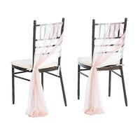 Ling's Moment Wedding Chiffon Chair Sashes Cover Aisle Decorations Draping Fabric Wrinkle-Free with Tie 16 Pcs Blush Pink & White for Party Ceremony Reception Floral Arrangement Banquet Outdoor Decor