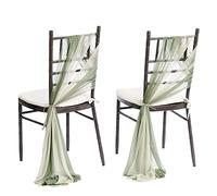 Ling's Moment Wedding Chiffon Chair Sashes Cover Aisle Decorations Draping Fabric Wrinkle-Free with Tie 16 Pcs Sage & Milky Green for Party Ceremony Reception Floral Arrangement Banquet Outdoor Decor