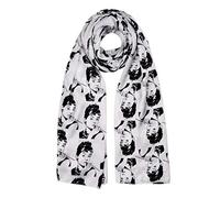 Lingso Scarf for Girl Women Boy Marilyn Monroe,Audrey Hepburn Dress Gift Fashion Shawl & Wrap White/Black - white - Large