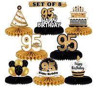 LINGTEER Happy 95th Birthday Table Honeycomb Centerpieces Cheers to 95th Birthday 95 Years Old Party Table Decorations Gift Sign.