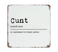 Linguistics Metal Tin Sign Meaningful Word Interpretation Poster Metal Decor Signs Cunt Definition Wood Grain Inspirational Retro Plaque Metal Signs for Farmhouse Porch Store Wall Decor 12x12in