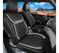 LINGVIDO Car Seat Covers, Breathable and Waterproof Faux Leather Automotive Seat Covers for Cars SUV Pick-up Truck Sedan,Universal Anti-Slip Driver Seat Cover with Backrest (Full Set, Gray&Black)