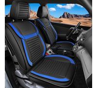LINGVIDO Car Seat Covers, Breathable and Waterproof Faux Leather Automotive Seat Covers for Cars SUV Pick-up Truck Sedan,Universal Anti-Slip Driver Seat Cover with Backrest (Full Set,Black+Blue)