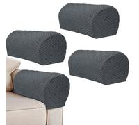 LINGXIYA Arm Rest Covers Set,Stretch Armrest Covers for Chairs/Sofas,Soft Coral Fleece Armchair Slipcovers Couch Chair Arm Covers for Furniture Protector,Set of 4 (Dark Grey)