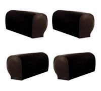 LINGXIYA Armrest Chair Covers,Set of 4 Elastic Waterproof PU Leather Armchair Arm Covers,Stretch Soft Sofa Couch Arm Caps Slipcovers for Chairs Furniture Protector (Brown)