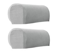 LINGXIYA Armrest Couch Covers,Chair Stretch Armchair Cover,Soft Spandex Polyester Sofa Arm Caps,Anti-Slip Furniture Protector Slipcovers with Twist Pins,Set of 2 (A Light Grey)