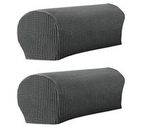 LINGXIYA Armrest Protectors for Armchairs,Stretch Armrest Chair Covers,Non-Slip Spandex Polyester Sofa Chair Arm Caps Slipcovers for Furniture Protector,2pcs (Dark Grey)