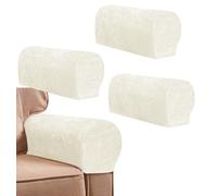 LINGXIYA Dirt and Scratch Resistant Armrest Chair Covers,4Pcs/Set Skin-Friendly Sofa Chenille Arm Cover,Anti-Slip Furniture Protector Fit for Armchair Couch Arm Rest (Milky White)