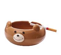 LingXuanGe Ceramic ashtray,cute bear ashtray, creative and personalized trend household bear ashtray
