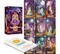 LINGYILY Spooky Cute Tarot Deck, 78 Tarot Cards for Beginners with Guidebook Witchy Oracle Cards, Premium 400GSM Glossy Finish, Easy Shuffle Divination Gift