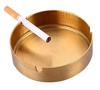 LINGYU Stainless Steel Metal Ashtray, Outdoor Indoor Ashtray, Home Office Decoration Desktop Smoking Ash Tray, Gold (Gold)