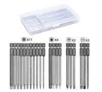 Linhon 21 Piece Screwdriver Bit Long Magnetic Screwdriver Torx Bit Set, Hex, PH2, SL Bit Set 1/4 Inch Hex, 100 mm Extra Long, S2 Steel, PP Box Package