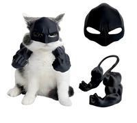LINHUNCAT Cat Halloween Costume Accessories Set, 3D Printed Bat Mask and Muscle Arms, Role Play Props,Funny Cat Costume Accessories (Black)