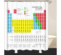 Linian Periodic Table of Elements Shower Curtain with 12 Hooks for Bathroom