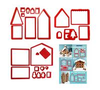 Linic Plastics UK Made 3D Chrismas Gingerbread House/Village Cookie Cutter Set of 3, Swiss Cottage, Tall Canal House, Festive, Winter, Baking, Icing and Decoration. S7879 Free UK Delivery