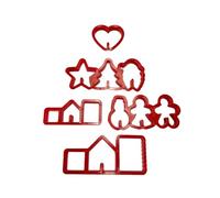 Linic Products UK Made 3D House. Mini Mug Topper Christmas Gingerbread Cookie Cutter Set. Baking Festive Biscuit Xmas Holiday DIY. Santa Star Tree Snowman Heart. (S7929) Free UK Delivery
