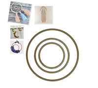 Linic Proops Set of 3 Macrame Rings Hoops, Brown, Wall Hanging, Plant Hangers, Dream Catchers, 30cm, 20cm and 15cm (S7842) Free UK Postage.