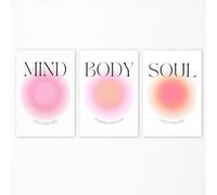 Linilioart 3 Piece Aura Poster Colorful Gradient Wall Art Inspirational Quotes Wall Art Aura Pictures for Bedroom Energy Spiritual (30x40cm UNFRAMED)