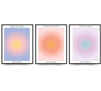 Linilioart 3 Piece Trendy Aesthetic Canvas Wall Art Positive Aura Aesthetic Posters Soul Body Mind Quote Print Painting for Bedroom,Unframed (30x40cm)