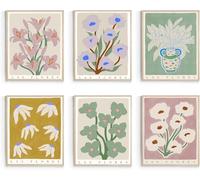 Linilioart 6Pcs Flower Market Poster for Room Aesthetic Floral Drawing Posters Cute Flower Posters for Bedroom, Unframed (40x50cm)
