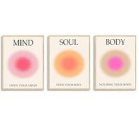 Linilioart Aura Poster Set Gradient Aura Posters, Spiritual Aesthetic Wall Poster Mind Body Soul Print Pictures for Yoga Studio Bedroom Office,No Frame (50x75cm)