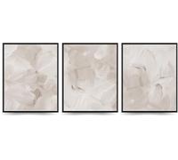 Linilioart Boho Canvas Wall Art Set of 3 Abstract Beige Neutral Watercolor Beige and White Pictures Minimalist for Room,Unframed (40x50cm)