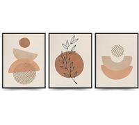 Linilioart Boho Wall Art Painting 3 Piece Geometric Figures Canvas Print Minimalist Modern Neutral Abstract Pictures for Bedroom Bathroom,Unframed (50x75cm)
