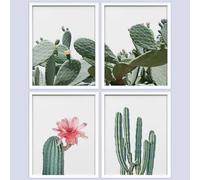 Linilioart Botanical Wall Art Blooming Flower Desert Cactus Wall Art Set of 4 Landscape Wall Decor Prints for Bedroom room Decor, Unframed (30x40cm)