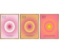Linilioart Colorful Gradient Aura Angel Numbers Poster for Room Set of 3 Abstract Minimalist Y2k Style Room Wall Decor, Unframed (20x25cm)